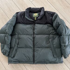 Vintage Cabelas Jacket Mens 3XL Tall Goose Down Puffer Packable Coat Green Black
